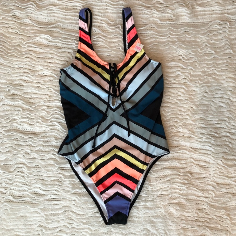 NWT VS Multi Colored Striped One-Piece
